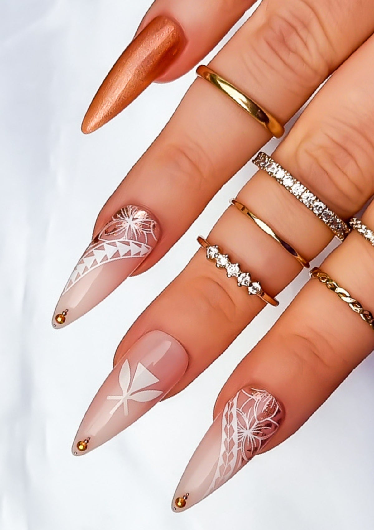 HAWAIIAN NAIL TRANSFER TATTOOS - PUALENA - WHITE