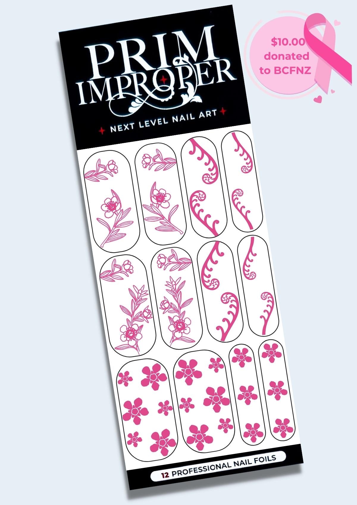 BREAST AWARENESS BLOSSOMS NAIL FOILS - PINK