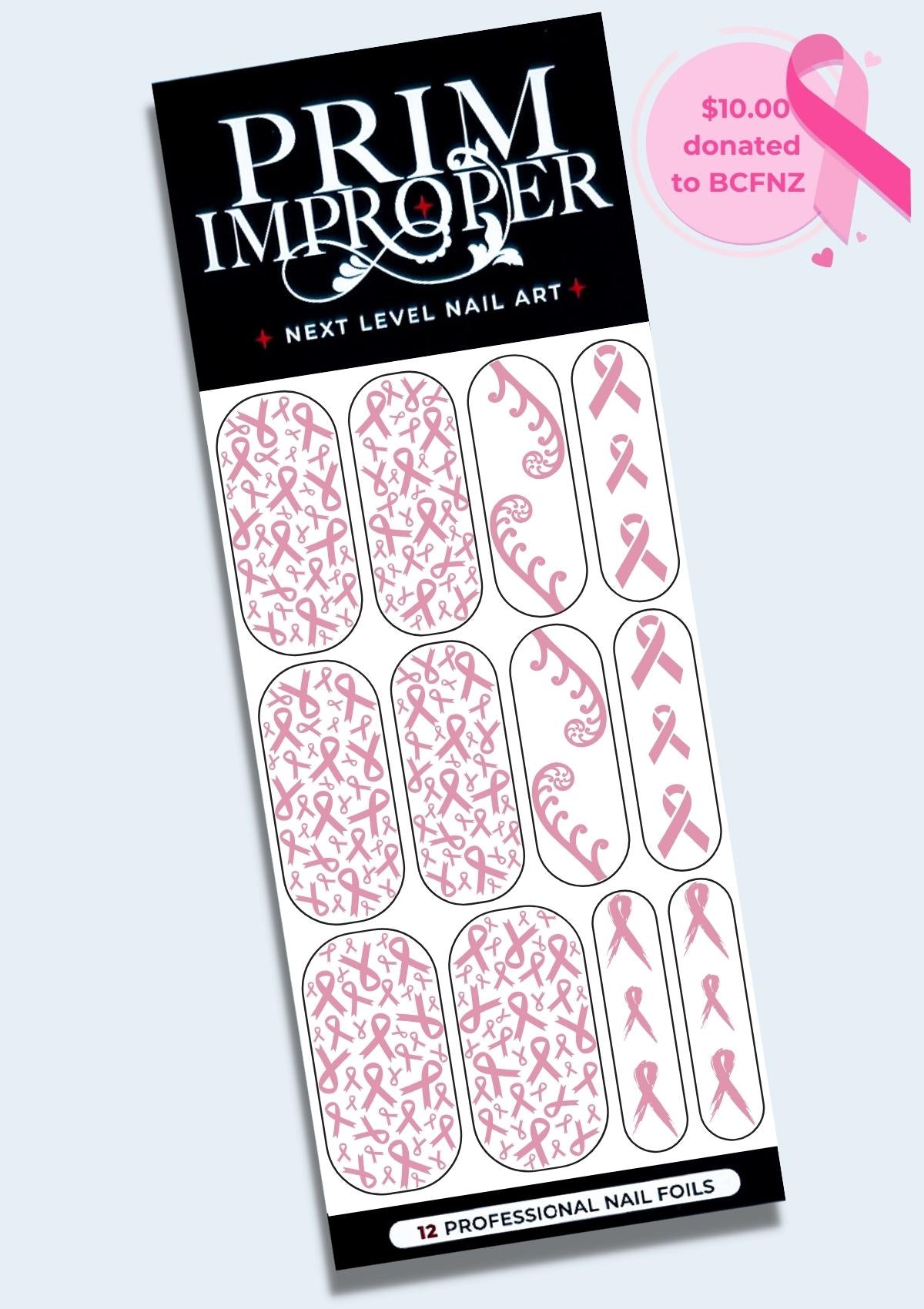PINK RIBBON NAIL FOILS - ROSE