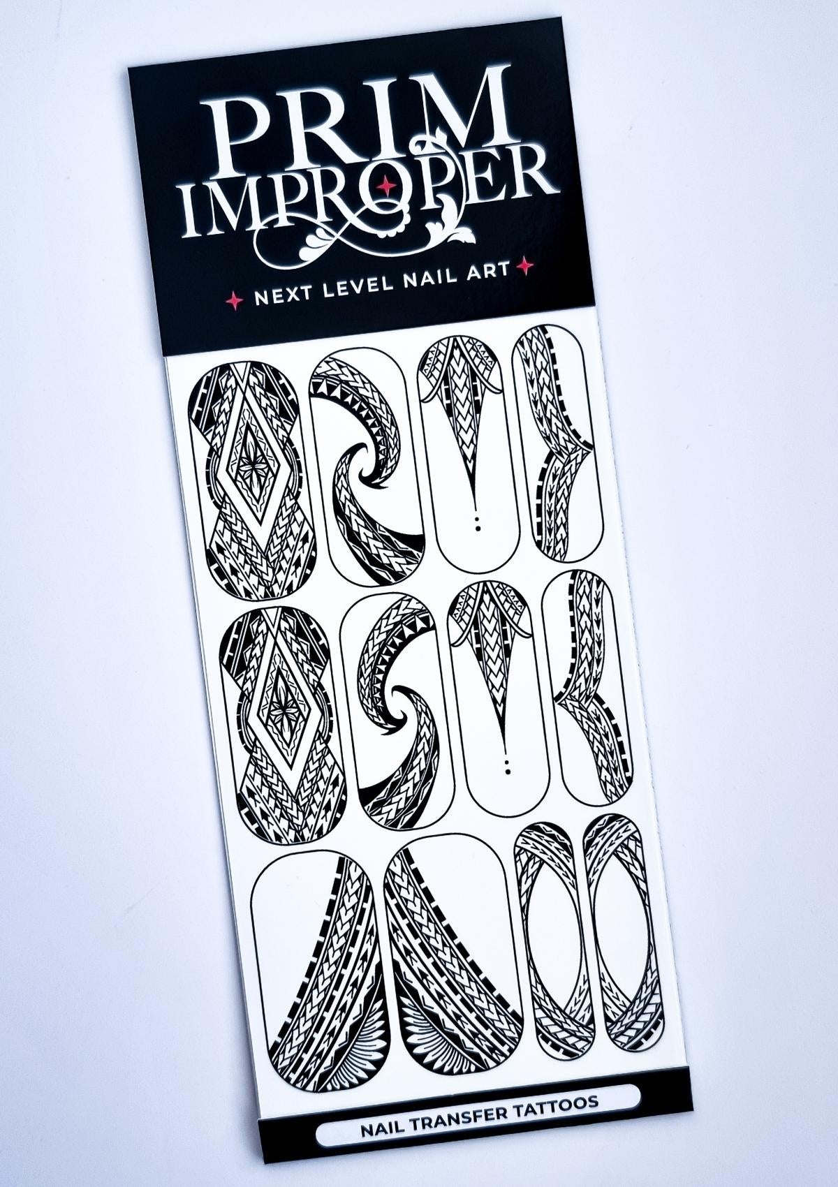 SAMOAN NAIL TRANSFER TATTOOS - PUA - WHITE