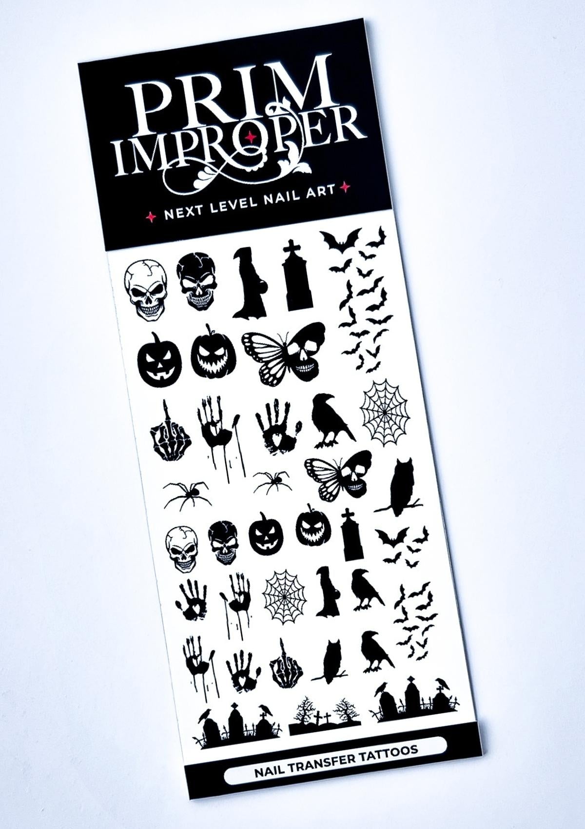 HALLOWEEN NAIL TRANSFER TATTOOS - BEYOND THE GRAVE - BLACK/WHITE