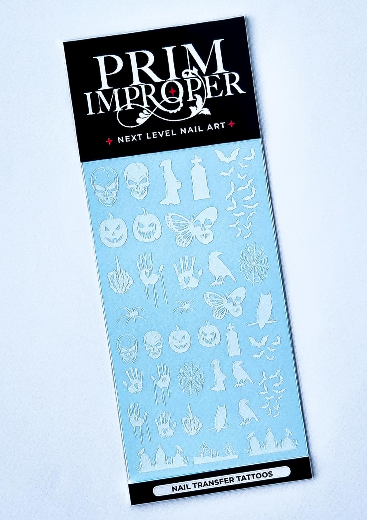 HALLOWEEN NAIL TRANSFER TATTOOS - BEYOND THE GRAVE - BLACK/WHITE