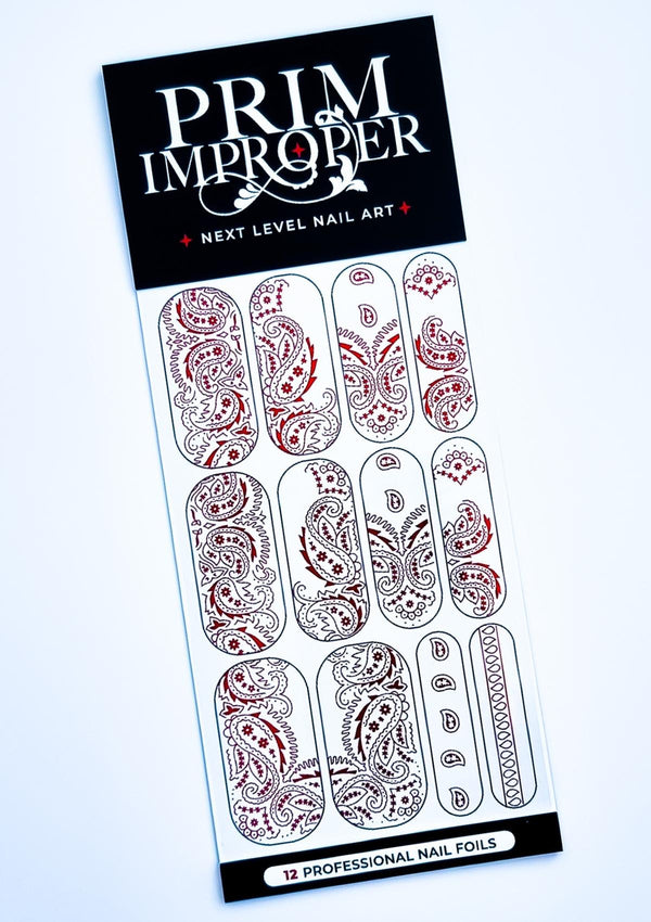 NAIL FOILS PAISLEY BANDANA RED
